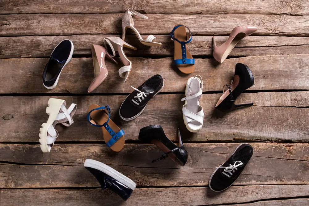 Different types of footwear for females from vintage to modern
