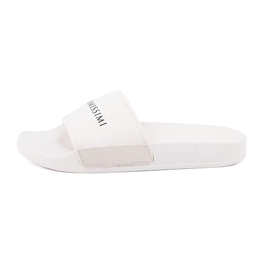 White slides with velcro on the side.